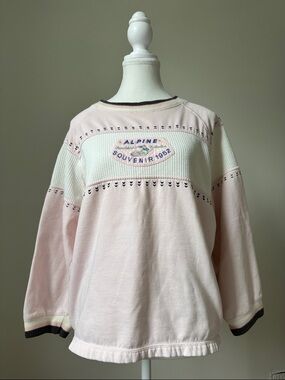 19TH AVENUE Vintage Baby Pink Alpine Souvenir 1952 Ski Sweater Size Medium